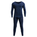 Men's Thermal Underwear Set, Fleece-Lined and Thickened, Basic Seamless Cotton Base Layer Top and Bottom for Autumn and Winter
