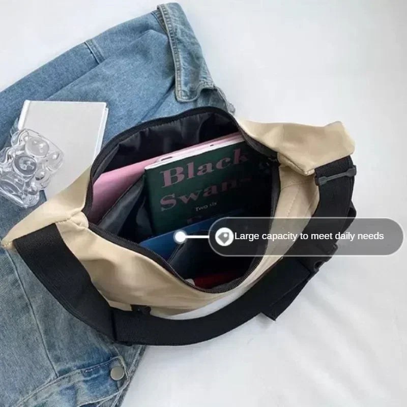 Fashion High Capacity Solid Color Single Shoulder Totes Bag Nylon Hobos Crossbody Bags Solid Casual Zipper Women's Bags