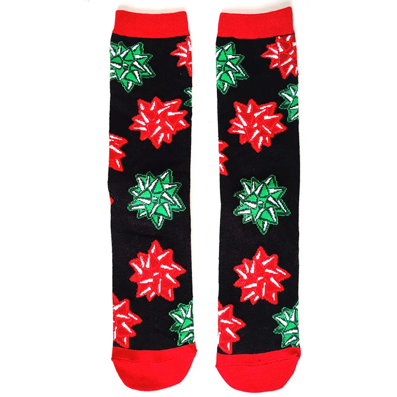 2025 New Men Christmas Socks New Year Funny Snowflake Beer Santa Claus Elk Snow Cotton Happy Socks Men Cartoon Women Sokken