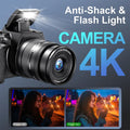 4K DSLR Digital Camera 3-Inch 72MP Photography Camera with 12X Optical Zoom 180° Flip Screen Autofocus for Ins YouTube Webcast
