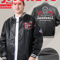 Men's Faux Leather Jackets Varsity Embroidered Baseball Coat Casual Daily Motorcycle Windbreaker Outerwear New in Jacket