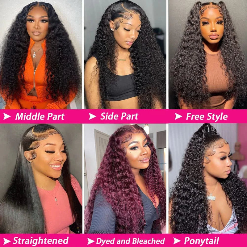 300 Density 13x6 Hd Deep Wave Frontal Wig 30 34inch Glueless Wigs 100% Human Hair Water Wave Curly Lace Front Wig For Women