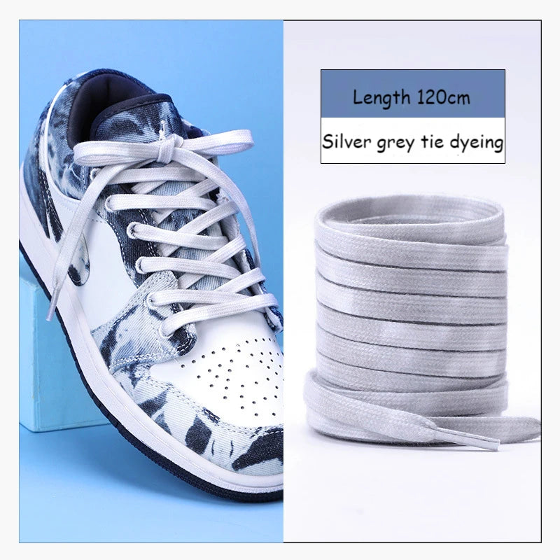 1 Pair Cotton Shoelaces Trend Tie Dye Shoe Laces Personality Men and Women Casual Shoes Universal Flat Shoelaces 120/140/160cm