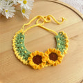 Cute Hand-Weaven Elastic Pet Scarf Adjustable Sweet Style Cat Dog Bow Tie Lightweight Plant Theme Knitted Pet Collar Pet Gifts