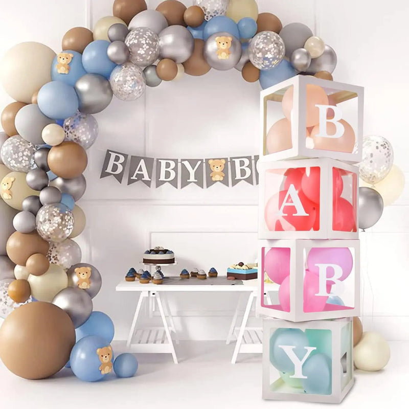 Transparent Letter Balloon Box Baby Shower Decorations Happy Birthday Wedding EID Decor 1st Birthday Party Supplies Balloon Box