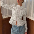 Tossy Summer Lace Printed Shirts Tops Female Hollow Out - View 2 | SAMAG