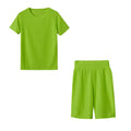 2024 New Summer Round-neck Solid Color Short-sleeved Two-piece Yoga Shorts Women's Sports Suit