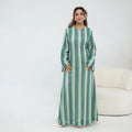 2 Layer Dubai Abaya Muslim Woman Dress Chevron Loose | SAMAG