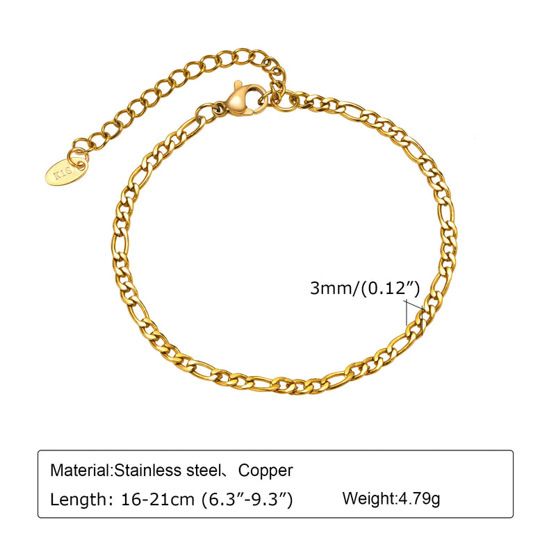 Women Stainless Steel Chain Bracelet, 18K Gold Plated Twist Paperclip Adjustable Link Chunky Stackable - Visuel 10 | SAMAG