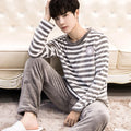 Cartoon Cute Dog Letter Print Men's Pajamas Set Cotton Soft Autumn Winter New Men's Sleepwear Long Sleeve & Pants Korean Pajamas