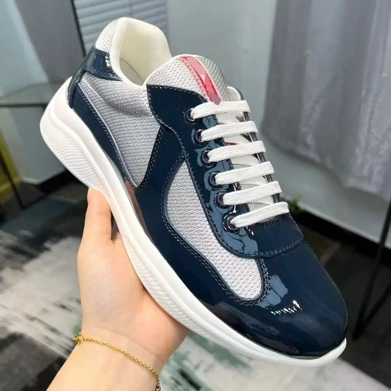High-End Men's Sporty Casual Slip-On Shoes Breathable Leather Uppers Fashionable Glossy Finish Lightweight Comfortable All-Se