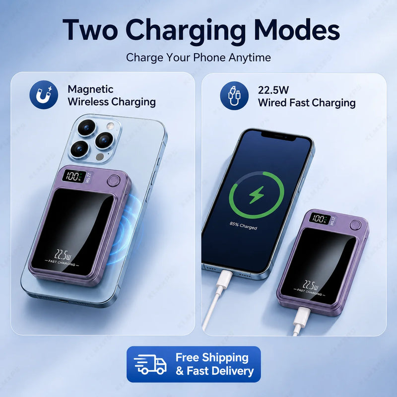 Magnetic Wireless Power Bank 5000mAh 10000mAh 22.5W Fast Charging Portable Charger 15W Wireless External Battery for iPhone