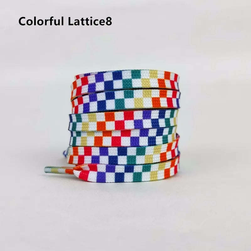 Black White Checkerboard Shoelaces Men Women Trend Personality Sneakers Sport Casual High Low Top Canvas Shoes Laces Dropship