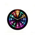 Creative 2D Flat Wall Clock Round LED Digital Display Wooden Alarm Clock Early Education Silent Electronic Color Clock Learning