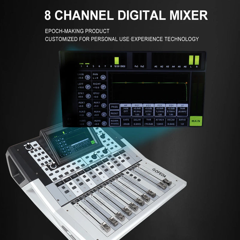 Gooermi  DM12 12 Channel Digital Audio Mixer USB DJ Mixing Console with 48V Phantom Power for Live Streaming Recording PC