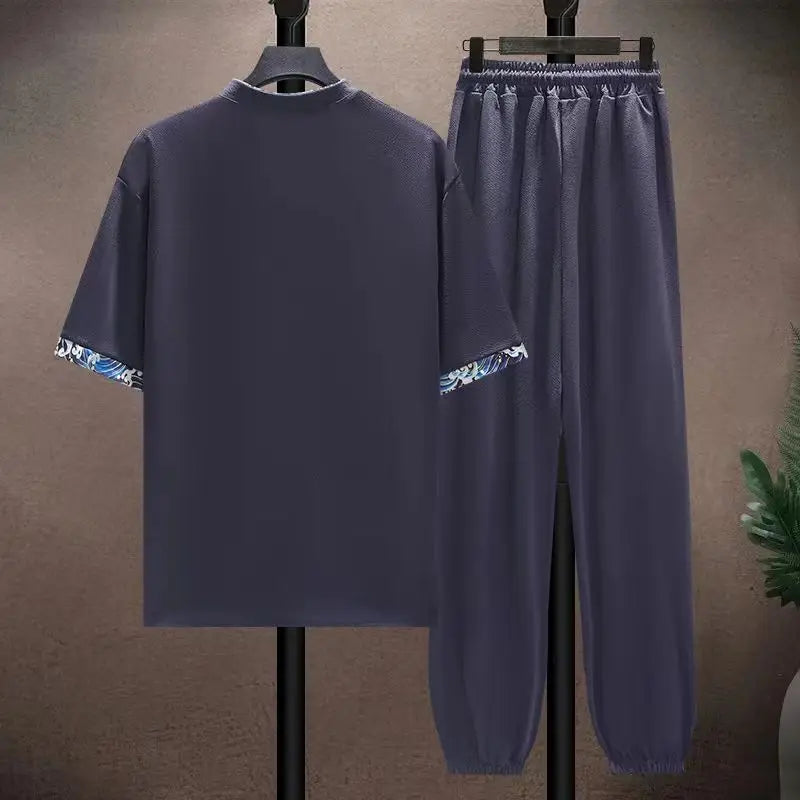 (Shirt + trousers) summer men fashion Cotton breathable sets Two Piece size M - 5XL - View 4 | SAMAG