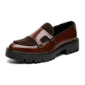 Men Dark Green Patent Velvet Spliced Double Monk Strap Shoes Retro British Platform Loafers Trend Casual Business Slip On Height