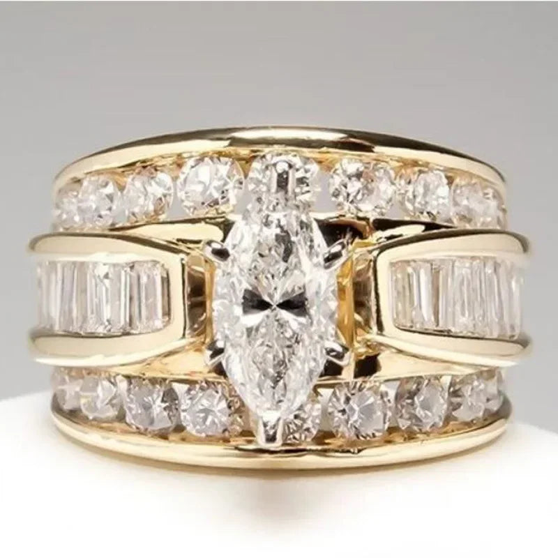 Vintage Diamond 18K White Gold Ring Gemstone Wedding Ring for Women Pure Topaz Bague Anel Jewelry Anillos De Bizuteria Gemstone