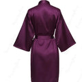 Solid Satin Night Robe, Elegant Half Sleeve V Neck House | SAMAG