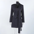 Women's Matching Sets 2026 Woman Navy Blue Striped V-neck Waist Small Suit Top Short A-shaped Skirt Women's Two-piece Set