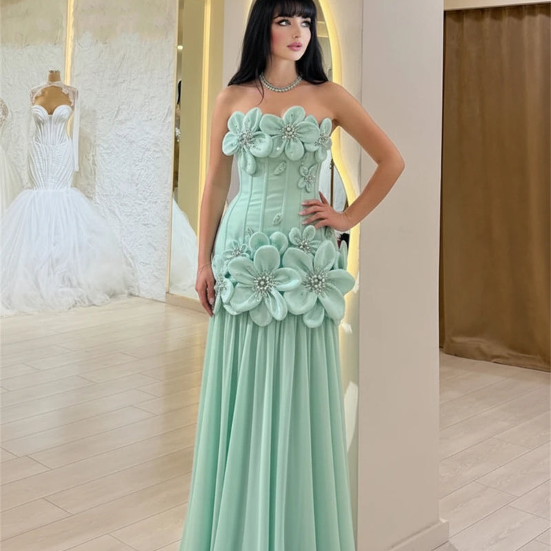 FATAPAESE 3D Flowers Corset Short Evening Dresses Luxury | SAMAG
