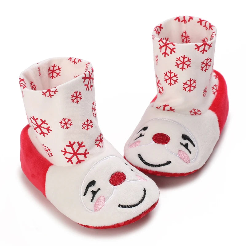 0-18 Months Red Girl Boy Newborn Baby Christmas Cute Cartoon Cotton Shoes Soft Sole Toddler Infant Walking Shoes