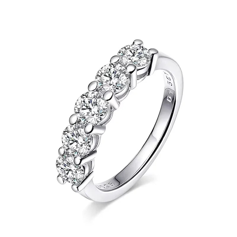 Smyoue White Gold D Color 4mm Moissanite Ring for Women 1.5CTTW Stone Match Diamond Wedding Band Bride S925 Sterling Silver