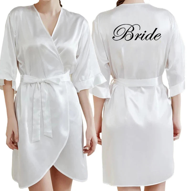 Rose Gold Women Bathrobe White Letter Bride Bridesmaid | SAMAG