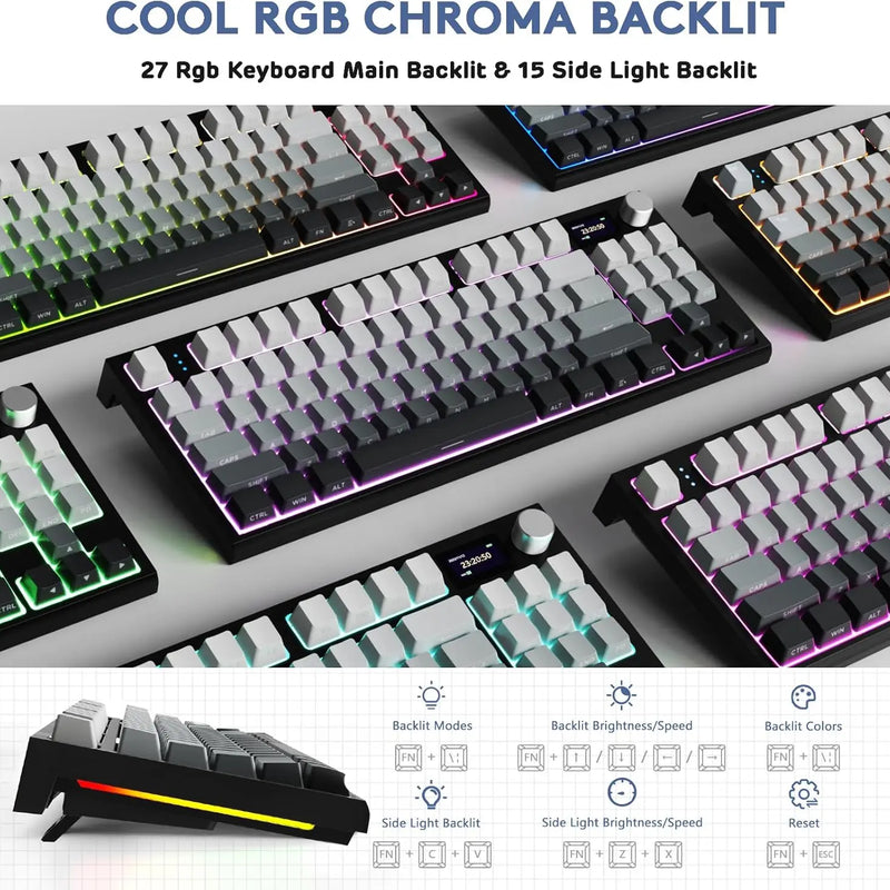 ATTACK SHARK K86 RGB 75% Wireless Gasket Mechanical Keyboard,3-Mode Bluetooth5.0/2.4G/USB-C Hot Swappable Gaming Keyboard