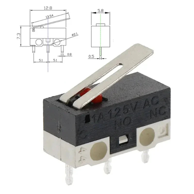 20/100/1000Pcs 3Pin Micro Limit Switch SPDT Momentary Push Button Switch 1A/125V Mouse Switch with Handle Roller