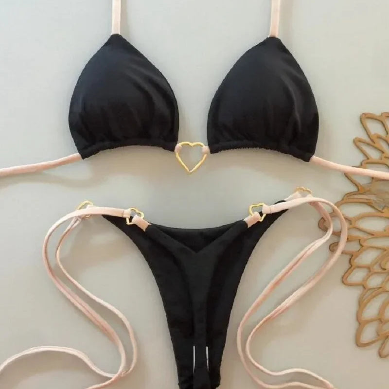 Sexy Halter Solid color Bikini Set Women's Swimsuit | SAMAG