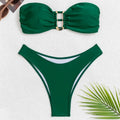 Summer Push Up Bandeau Swimsuit Straps Bikini Set Solid | SAMAG