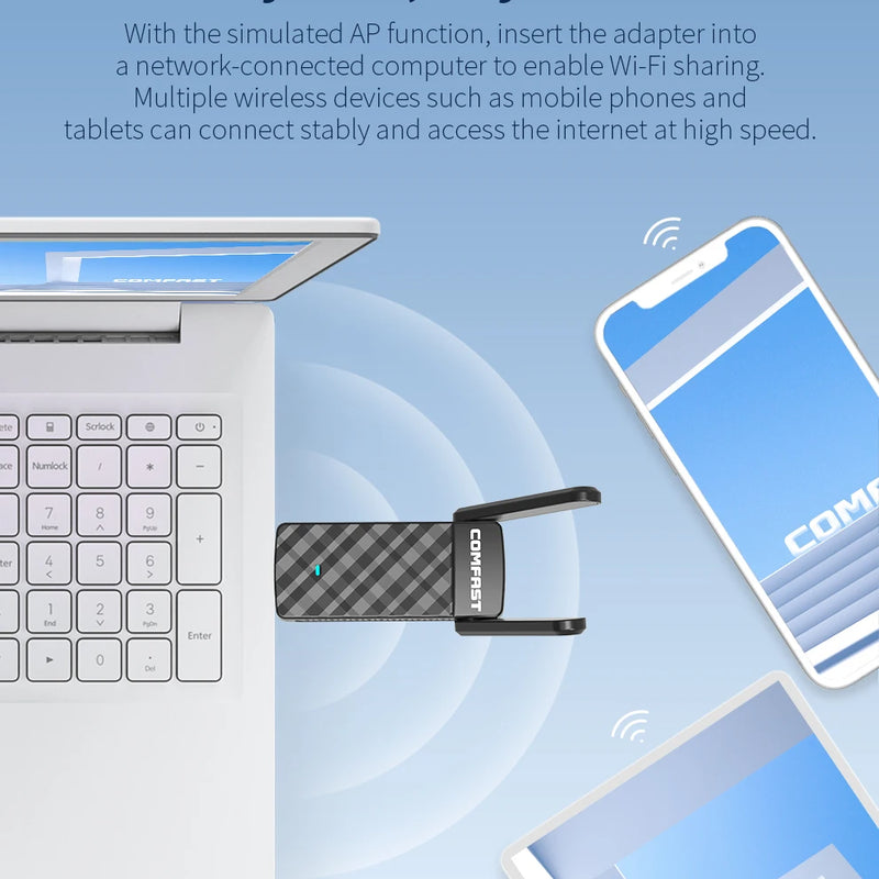 COMFAST CF - 943F V2 WiFi6 USB Adapter AX900 Dual Band 2.4G/5G Driver - Free Wireless Network Card for Win - Visuel 4 | SAMAG