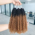 Premium Crochet Human Hair Brown Kinky Curly 100% Unprocessed Human Feather Human Crochet Hair Pre Looped #TB 30 Feather Crochet Hair Extensions Invisible Miracle Knots Crochet Boho Braiding Hair For Elegant Women