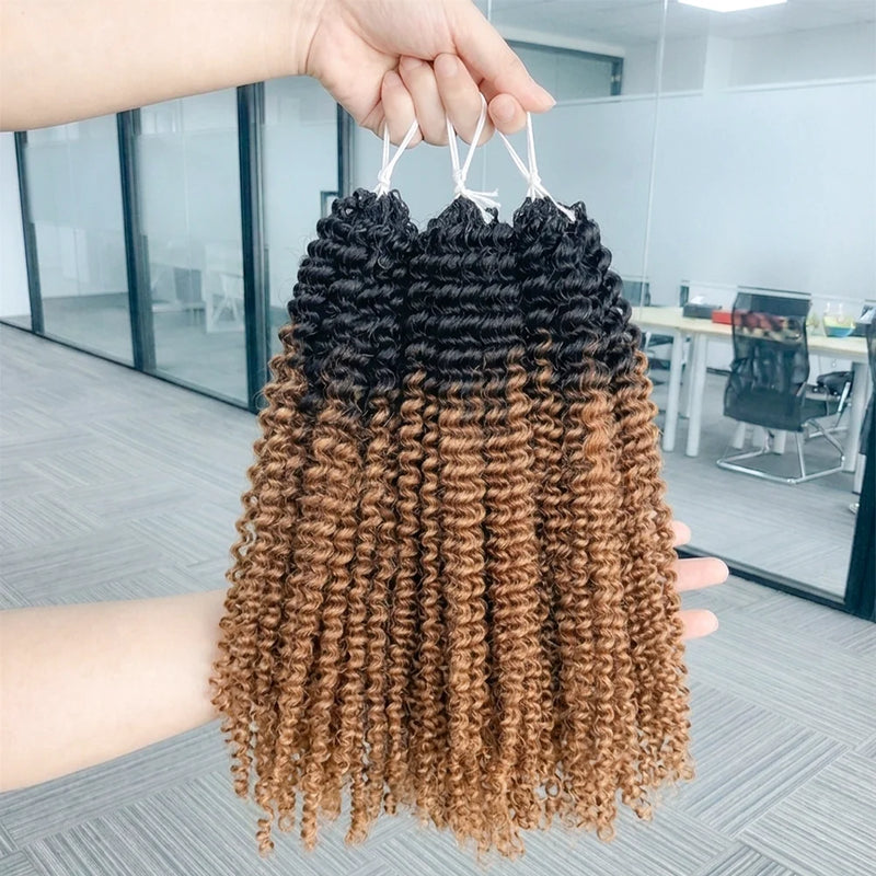 Premium Crochet Human Hair Brown Kinky Curly 100% Unprocessed Human Feather Human Crochet Hair Pre Looped #TB 30 Feather Crochet Hair Extensions Invisible Miracle Knots Crochet Boho Braiding Hair For Elegant Women