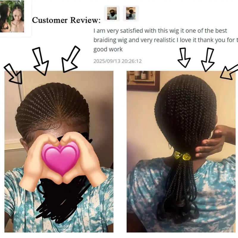 Synthetic Short Cornrows Braided Wig Protective Full Lace Wig with Baby Hair 18 inch Knotless Stitch Braided Wigs With Wavy End