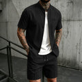 Men's New Summer Style Waffle Plain-Color Crew-Neck | SAMAG
