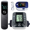 Medical Arm Blood Pressure Meter Tensiometers Tonometer Cuff Fever Thermometer Oximeter Heart Rate 3 IN 1 Set