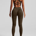 Women's Seamless Workout Set High Waisted Yoga Pants & Sports Bra with Removable Pads Booty Lifting for Running Training