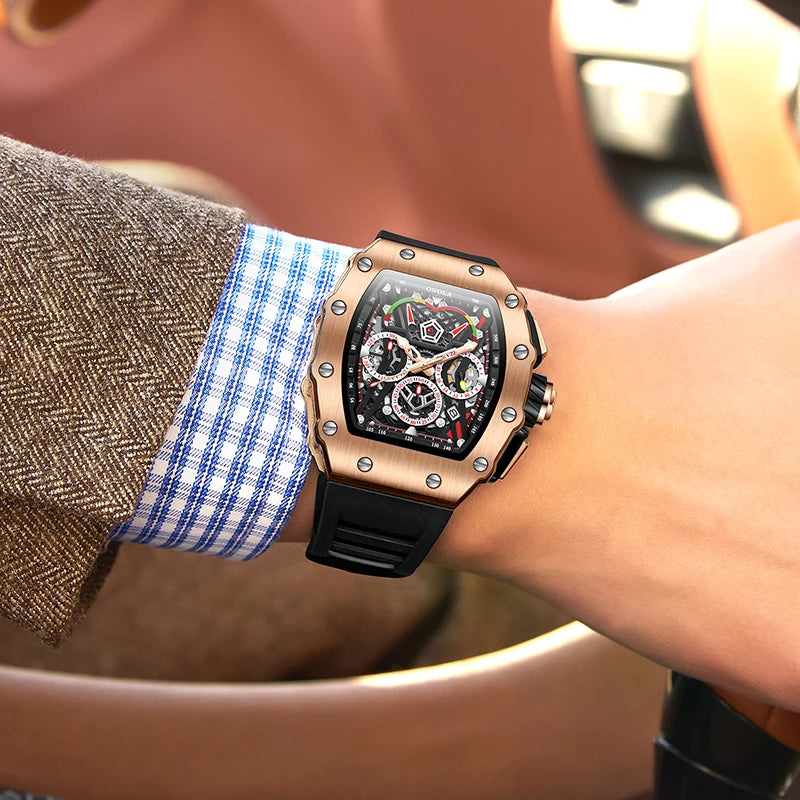 Sports Men's Watch ONOLA Luxury Fashion Fully Automatic Mechanical Watches men Unique Design Waterproof Tape Watch Wristwatch