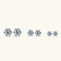 OXTAO 18K White Plated 0.5-2ct Moissanite Diamond Stud Earring Real 925 Silver Wedding Earring Luxury Women's Jewelry Certified