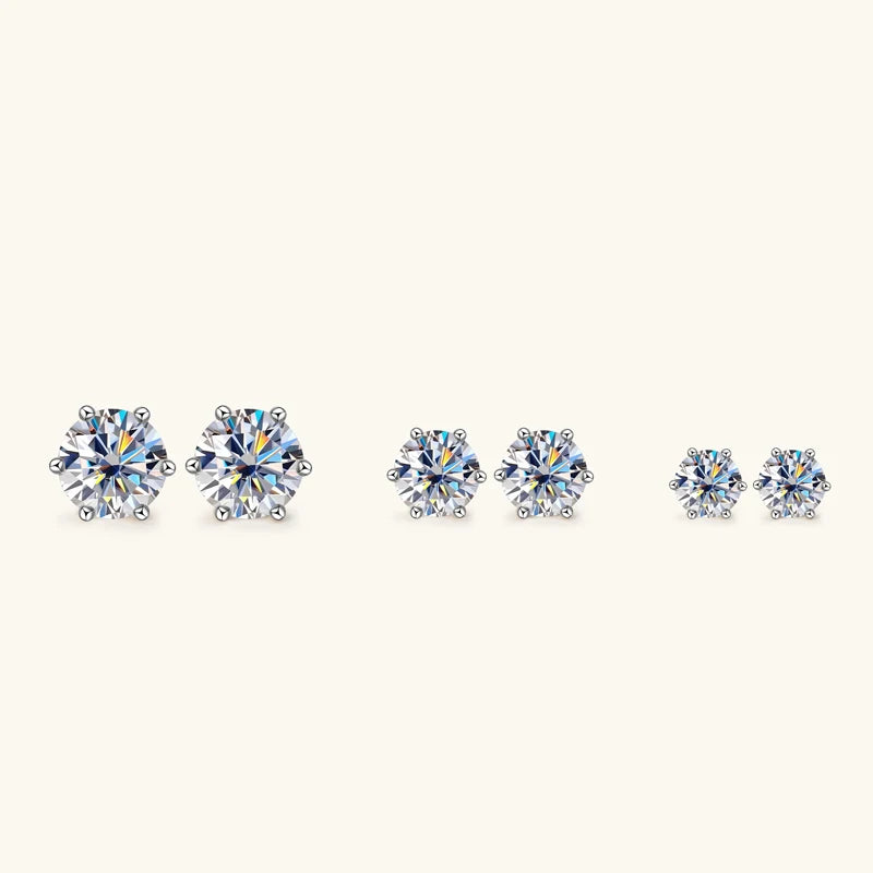 OXTAO 18K White Plated 0.5-2ct Moissanite Diamond Stud Earring Real 925 Silver Wedding Earring Luxury Women's Jewelry Certified