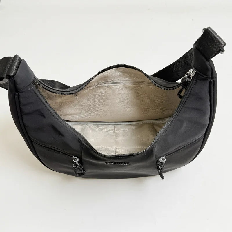 New Fashion Minimalist Shoulder Hobo Bag Large Capacity Casual Nylon Cowhorn Bag Niche for Women Underarm Crossbody Bag