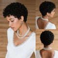 Curly Short Layered Pixie Cut Wig For Women 100% Human Hair Full Machine Made Natural Realistic Tangle-Free Easy To Maintain