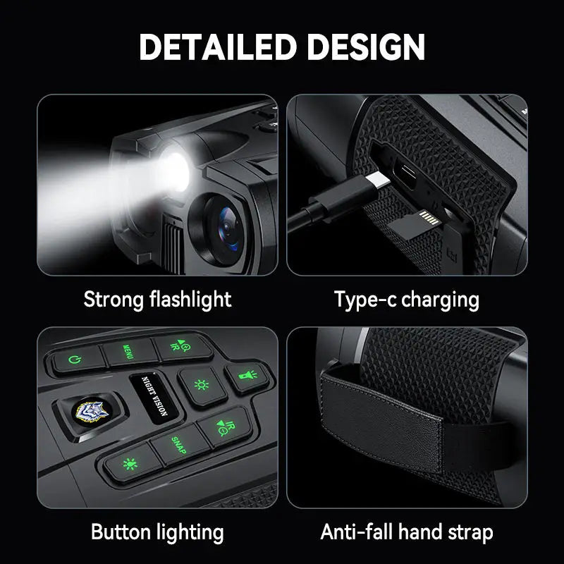 4K Night Vision Binoculars 10x Digital Zoom 7-level Infrared Night Vision Tactical Flashlight Hunting Observation Equipment