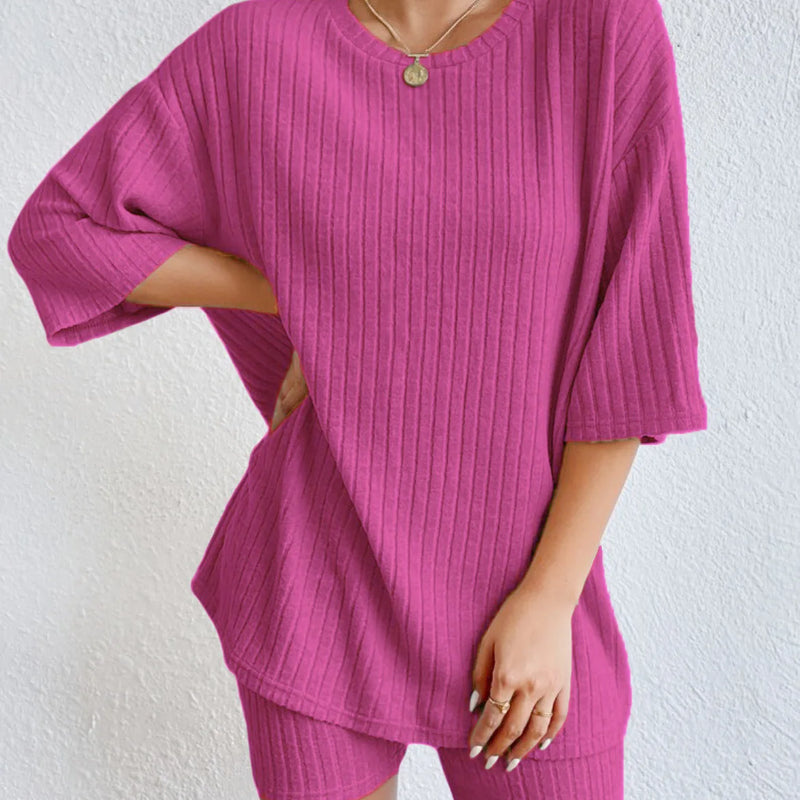 Spring Summer Short Sleeve T Shirt Short Pants Two Piece Set Women Casual Loose O Neck Top High Waist Tracksuit Female Outfits