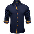 DiBanGu Men Shirt Long Sleeve Black Solid Red Paisley | SAMAG