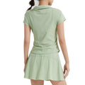 Women's Mesh Sport Set 2 Piece Short Sleeve Top with Skirt Summer Yoga Outfits Plus Size Quick Dry Breathable Tennis Badminton