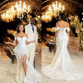 Customized White Elegant Mermaid Wedding Dress Shoulder | SAMAG