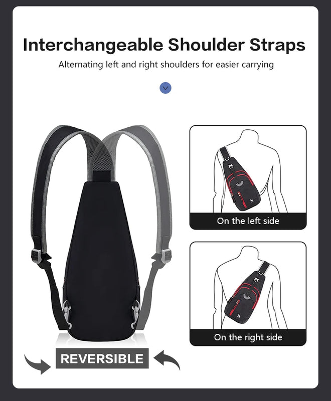 OIWAS Casual Crossbody Chest Bag Sling Shoulder Men's Bag One Strap Lightweight Male Bags Pouch DayPack for Men Travel Sport